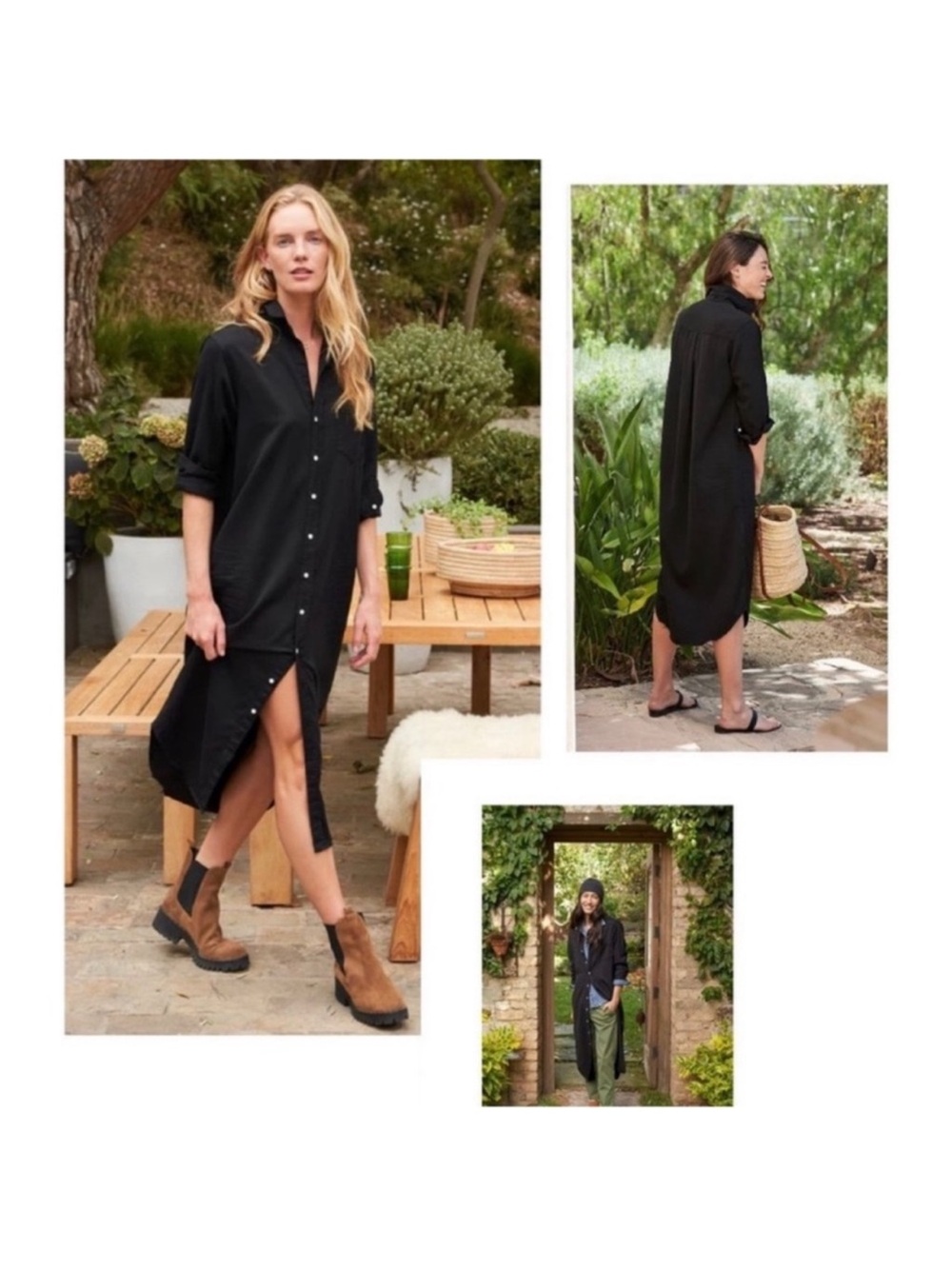 Frank & Eileen Rory Maxi Shirt Dress Famous Denim Black Large EUC